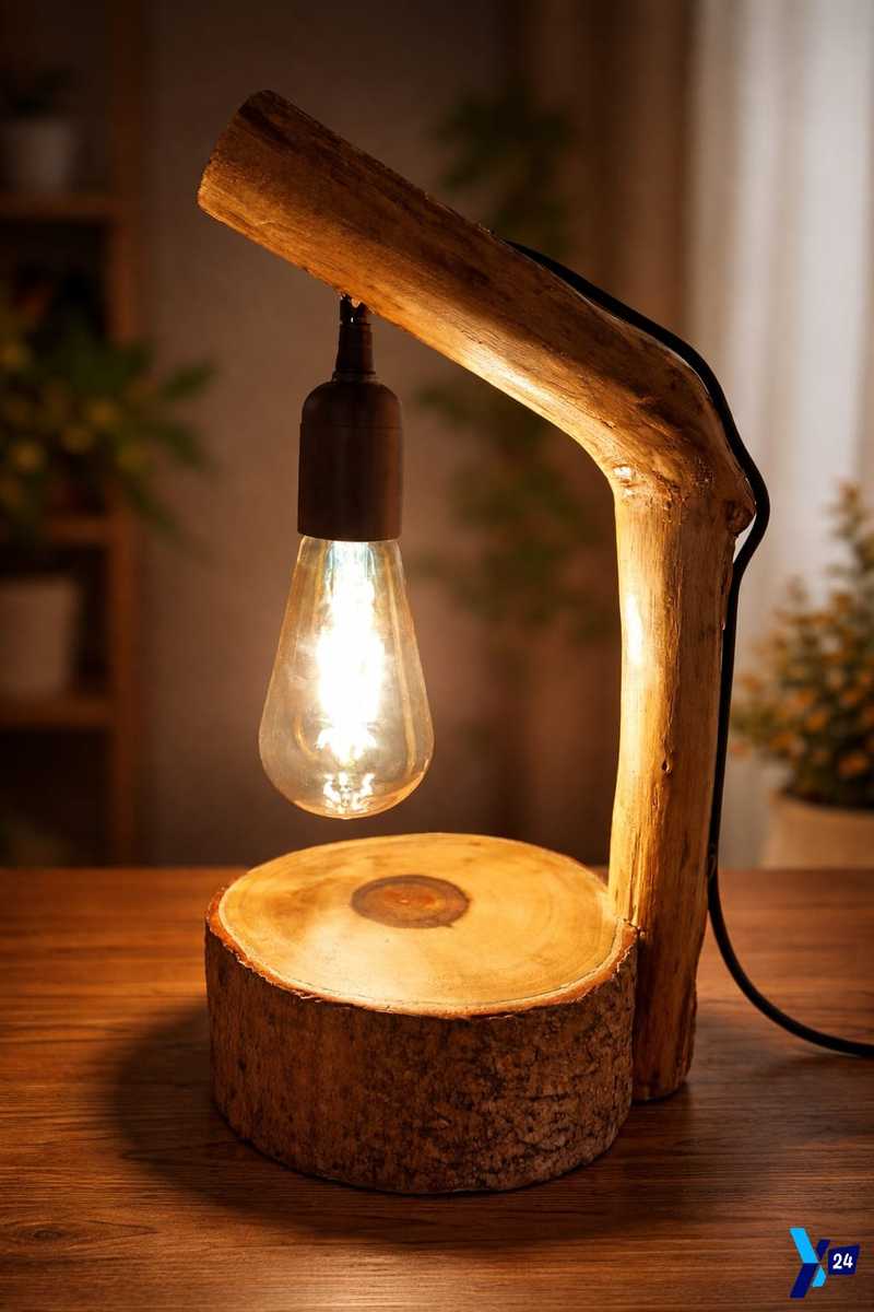 Hand made wooden lamp new item